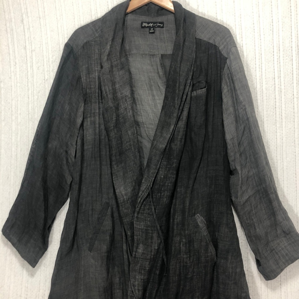 Elizabeth and James Women's Black Tie Waist Robe Kimono Cardigan Size M